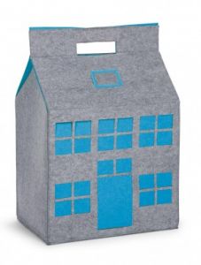 Childhome, Filcowy domek na zabawki szary i turkus 50x35x72