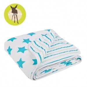Lassig Muślinowy Kocyk-Kołderka 4-warstowy 120x120cm Stars & Stripes boys