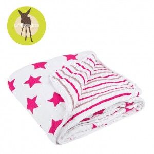 Lassig Muślinowy Kocyk-Kołderka 4-warstowy 120x120cm Stars & Stripes girls